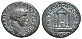 PHRYGIA. Amorium. Vespasian (69-79). Ae. L. Vipsanius Silvanus, magistrate.
Obv: OYEΣΠAΣIAИOΣ KAIΣAP AMP.
Laureate head right.
Rev: EΠI Λ OYIΨAИIOY ΣI...
