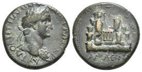 PONTUS, Amasia. Domitian. AD 81-96. Æ. Dated CY 95 (AD 92/3). Laureate bust right, aegis at point of bust / View of the city on a mountain flanked by ...