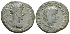 GALATIA. Ancyra. Lucius Verus, 161-169. Obv : ΑYΤ ΑΥΡ OYΗΡΟϹ ϹЄ Laureate head of Lucius Verus to right. Rev. ?????ΒΟVΛΗ ΑΝΚΥΡΑ, Veiled bust of boule,R...