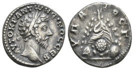 CAPPADOCIA. Caesarea. Marcus Aurelius (161-180). Didrachm.
Obv: AYTOKP ANTωNЄINOC CЄB.
Bare head right.
Rev: YΠATOC Γ.
Mount Argaeus with trees; on su...