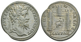 CILICIA. Isaura. Septimius Severus, 193-211. Tetrassarion, Obv : AY•K•Λ•CЄΠ•CЄOYHPOC ΠЄPT Laureate head of Septimius Severus to right. Rev. MHTPOΠOΛЄΩ...