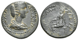 CILICIA, Lamus. Julia Domna. Augusta, AD 193-217. Æ Draped bust right / Tyche seated left, holding rudder in right hand, left hand on back of chair. 6...
