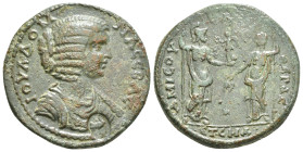 PONTUS, Amisus. Julia Domna, wife of Septimius Severus. Augusta, 193-217 AD. Æ Draped bust right; c/m: capricorn right / Athena standing right, holdin...