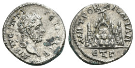 Cappadocia. Caesarea. Geta AD 198-211.Drachm AR
Obv : AV K Π CEΠTI ΓΕΤAC CEB, laureate head right /Rev : MHTPO KAICAPIA ΝΕΩ/ ET Γ, Mt. Argaeus surmoun...