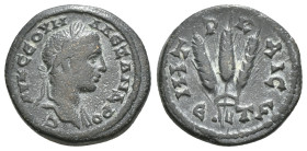 CAPPADOCIA. Caesarea. Severus Alexander (222-235). Ae. Dated RY 4 (224/5).
Obv: ΑΥ Κ ϹЄΟYH ΑΛЄΞΑΝ.
Laureate head right.
Rev: ΜΗΤΡΟ ΚΑΙϹΑ / ЄΤ F.
Three...