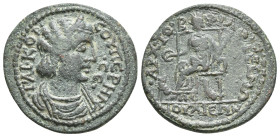 PHRYGIA. Julia. Cornelia Supera (Augusta, 253). Ae. Philoteimos, archon for the second time.
Obv: ΓΑΙ ΚΟΡ ϹΟΥΠЄΡΗΝ ϹЄ.
Diademed and draped bust righ...