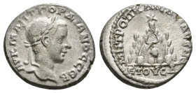 Cappadocia, Caesarea. Gordian III. A.D. 238-244. AR drachm (18.8 mm, 2.82 g, 11 h). Dated RY 4 = A.D. 240/241. AV KAI M ANT ΓOPΔIANOCЄ, laureate head ...