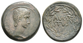 ASIA MINOR. Uncertain. Augustus (27 BC-14 AD). Ae.
Obv: CAESAR.
Bare head right.
Rev: AVGVSTVS.
Legend in one line within laurel wreath. 12,28 g - 26,...