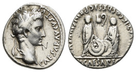 AUGUSTUS (27 BC-14 AD). Denarius. Lugdunum.
Obv: CAESAR AVGVSTVS DIVI F PATER PATRIAE.
Laureate head right.
Rev: C L CAESARES AVGVSTI F COS DESIG PRIN...