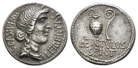 C. CASSIUS LONGINUS. Denarius (42 BC). Military mint moving with Brutus and Cassius, probably at Smyrna. P. Lentulus Spinther, legatus.
Obv: C CASSI I...