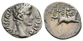 AUGUSTUS (27 BC-14 AD). Denarius. Lugdunum.
Obv: AVGVSTVS DIVI F.
Laureate head right.
Rev: C CAES / AVGVS F.
Gaius Caesar riding horse right, hol...