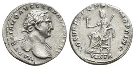 TRAJAN (98-117). Denarius. Rome.
Obv: IMP TRAIANO AVG GER DAC P M TR P.
Laureate bust right, slight drapery on far shoulder.
Rev: COS V P P S P Q R OP...