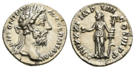 Marcus Aurelius AR Denarius 3,44 g . Rome, AD 165.
M ANTONINVS AV-G GERM SARM, laureate head of Marcus Aurelius right / TR P XXXI IMP VIII COS III P P...