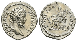 SEPTIMIUS SEVERUS (193-211). Denarius. Rome.
Obv: SEVERVS PIVS AVG.
Laureate head right.
Rev: FORTVNA REDVX.
Fortuna seated left on throne, holding ru...