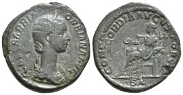 ORBIANA (Augusta, 225-227). Sestertius. Rome.
Obv: SALL BARBIA ORBIANA AVG.
Draped bust right, wearing stephane.
Rev: CONCORDIA AVGVSTORVM / S C.
Conc...