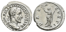 MAXIMINUS THRAX (235-238). Denarius. Rome.
Obv: IMP MAXIMINVS PIVS AVG.
Laureate, draped and cuirassed bust right.
Rev: PAX AVGVSTI.
Pax standing left...
