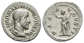 MAXIMINUS THRAX (235-238). Denarius. Rome.
Obv: IMP MAXIMINVS PIVS AVG.
Laureate, draped and cuirassed bust right.
Rev: PAX AVGVSTI.
Pax standing left...