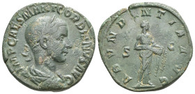 GORDIAN III (238-244). Sestertius. Rome.
Obv: IMP CAES M ANT GORDIANVS AVG.
Laureate, draped and cuirassed bust right.
Rev: ABVNDANTIA AVG / S - C.
Ab...
