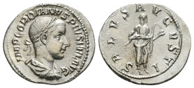 GORDIAN III (238-244). Denarius. Rome.
Obv: IMP GORDIANVS PIVS FEL AVG.
Laureate, draped and cuirassed bust right.
Rev: SALVS AVGVSTI.
Salus standing ...