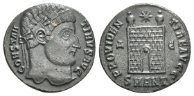 CONSTANTINE I 'THE GREAT' (307/10-337). Follis. Antioch.
Obv: CONSTANTINVS AVG.
Laureate head right.
Rev: PROVIDENTIAE AVGG / SMANT. / Δ E
Camp gate w...
