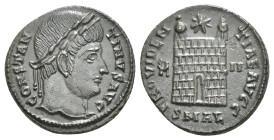CONSTANTINE I 'THE GREAT' (307/10-337). Follis. Alexandria.
Obv: CONSTANTINVS AVG.
Laureate head right.
Rev: PROVIDENTIAE AVGG / SMAL.
Camp gate with ...