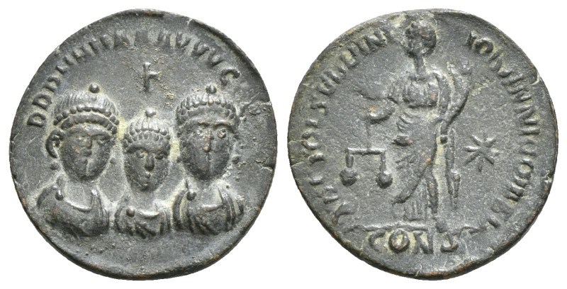 THEODOSIUS I with ARCADIUS and HONORIUS (393-395). Ae Exagium Solidi Weight. Con...