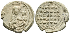 Xene nun and zoste (11th cent.)
Θ(εοτό)κε β(οή)θ(ει) τῇ σῇ δούλῃ Ξένῃ μ[ο]ναχῇ καὶ ζοστῇ

Mother of God, help your servant Xene nun and zoste

Bu...