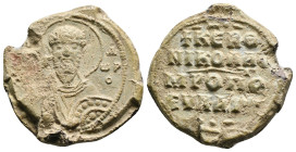 Nicholas, metropolitan of Euchaïta (11th cent.)
Κ(ύρι)ε β(οή)θ(ει) Νικολάῳ μ(ητ)ροπο[λ](ίτῃ) Εὐχαΐτ(ων)

Lord, help your servant Nicholas, metropol...