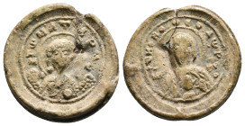 Byzantine lead seal.
Θεοδώρου τῷ Ματ[ζ]αρ(η)ν[οῦ] ?

Theodoros Matzarenos ?
8,33 g - 23,16 mm