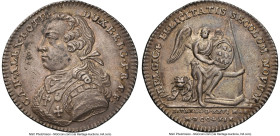 Austrian Netherlands. Charles of Lorraine silver " 25th Anniversary as Governor" Token 1769 AU55 NGC, By J. Roettiers. Issued by Brussels City Hall fo...