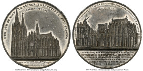 Leopold I white metal "Cologne Cathedral" Medal 1851-Dated MS62 NGC, Ixelles Mint, Hoydonck-78. By Jacques Wiener. 59mm. An impressively detailed piec...
