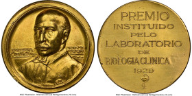 Republic gold "Clinical Biology Lab" Medal 1929-Dated MS63 NGC, 40mm. 44.10gm. Portrait dividing PROFESSOR ACADEMIA / MIGUEL COUTO MEDICINA // PREMIO ...