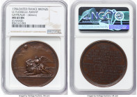"Ascent of the Balloon Le Flesselle in Lyon" bronze Medal 1784-Dated MS63 Brown NGC, Joos-a.3. 42mm. By Gatteaux. Edge: Hand. Displaying Genius (guard...