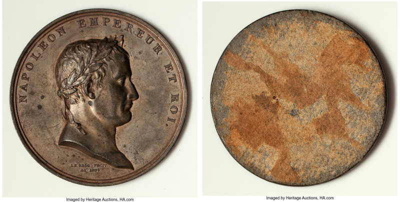 Napoleon lead Cliché 1809 AU, 66mm. 66.28gm. Uniface sculpted high relief rises ...