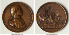 "John Paul Jones - Comitia Americana" copper Restrike Medal ND (c.1880s) AU, Paris mint, BHM-222. 56mm. 81gm. By F. Dupre. A Scottish-born naval offic...