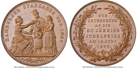 Hamburg. City bronze "Savings Bank - 50th Anniversary" Medal 1877-Dated MS65 Brown NGC, Gaed-2176. By H. Lorenz and Son. Struck to commemorate the 50t...