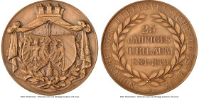 Nuremberg. City bronze "Life Insurance" Medal 1909-Dated MS64 Brown NGC, 50mm. By Lauer. Commemorating the 25th anniversary of the Nuremberg Life Insu...