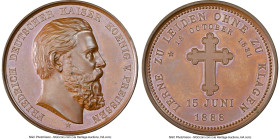 Prussia. Wilhelm II bronze "Death of Frederick III" Medal 1888-Dated MS65 Brown NGC, Marienburg-6639. 38.5mm. By G. Loos. Bust right // cross between ...
