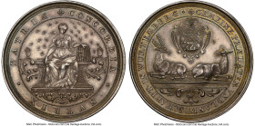 Württemberg. silver "Landscape" Medal ND UNC Details (Cleaned) NGC, Klein/Raff-L3. 52mm. By G.W. Vestner. Seated Concordia with beehive // Coat of arm...