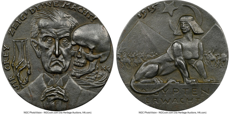 Wilhelm II iron "Awakening of Egypt" Medal 1915-Dated MS64 NGC, Kienast-166. 56m...