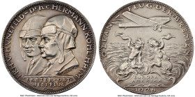 Weimar Republic silver "Hünefeld & Köhl" Medal 1928-Dated MS63 NGC, Bavaria mint, Kienast-393. 36mm. By Karl Goetz. Commemorating their Europe-America...