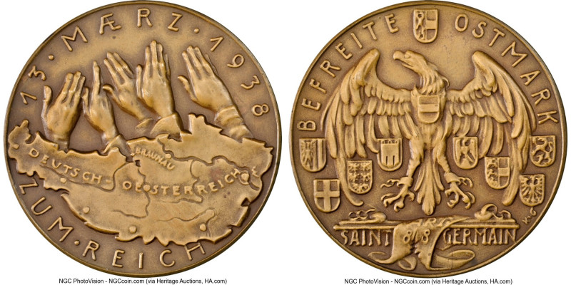 Third Reich bronze "Liberated Austria" Medal 1938-Dated MS66 Brown NGC, Kienast-...