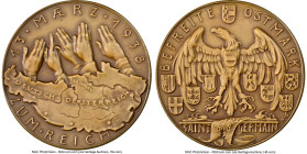 Third Reich bronze "Liberated Austria" Medal 1938-Dated MS66 Brown NGC, Kienast-545. 36mm. By Karl Goetz. Struck to commemorate the annexation of Aust...