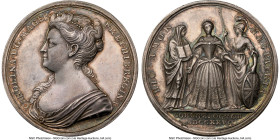 George II silver "Caroline Coronation" Medal 1727 MS62 NGC, MI-480-8 (Plate CXLVIII, Number 11-12), Eimer-512. 35mm. By John Croker. As an official co...