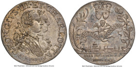 George III silver "George III & Charlotte" Medal 1761 UNC Details (Obverse Scratched) NGC, BHM-17. 26mm. Struck to commemorate the marriage of King Ge...