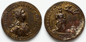 George III brass "Charlotte Coronation" Medal 1761 XF, BHM-66, Eimer-696. 33mm. By L. Natter. Dated September 22. Charlotte diademed, draped, and mant...