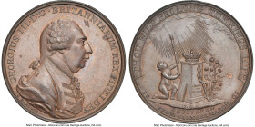George III bronze "Recovery from Illness" Medal 1801 UNC Details (Reverse Damage) NGC, BHM-503. By J. G. Hancock. 39mm. Struck to commemorate King Geo...