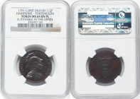 Hampshire. Portsmouth copper 1/2 Penny Token 1791 MS64 Brown Prooflike NGC, D&H-89. Edge: PAYABLE AT THE OFFICE. Glistening chocolate tones cover well...