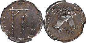 Middlesex. Spence's "End of Pain" Farthing Token ND (c.1790) MS63 NGC, D&H-1110. Edge: Plain. A mottled espresso and caramel toned specimen featuring ...