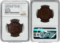 4-Piece Lot of Certified 1/2 Penny Tokens NGC, 1) Lincolnshire. Sleaford 1/2 Penny Token ND (1790's) MS63 Brown NGC, D&H-3b. Edge: Plain. 2) Middlesex...